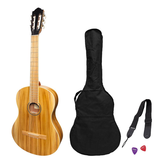 Martinez Full Size Student Classical Guitar Pack with Built In Tuner (Jati-Teakwood) - GIG Guitars