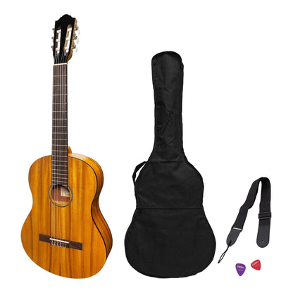 Martinez Full Size Student Classical Guitar Pack with Built In Tuner (Koa) - GIG Guitars