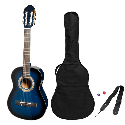 Martinez G-Series 1/2 Size Student Classical Guitar Pack with Built In Tuner (Blue-Gloss) - GIG Guitars