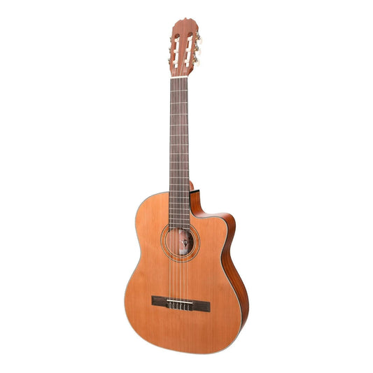 Martinez 'Natural Series' Cedar Top Acoustic-Electric Classical Cutaway Guitar (Open Pore) - GIG Guitars