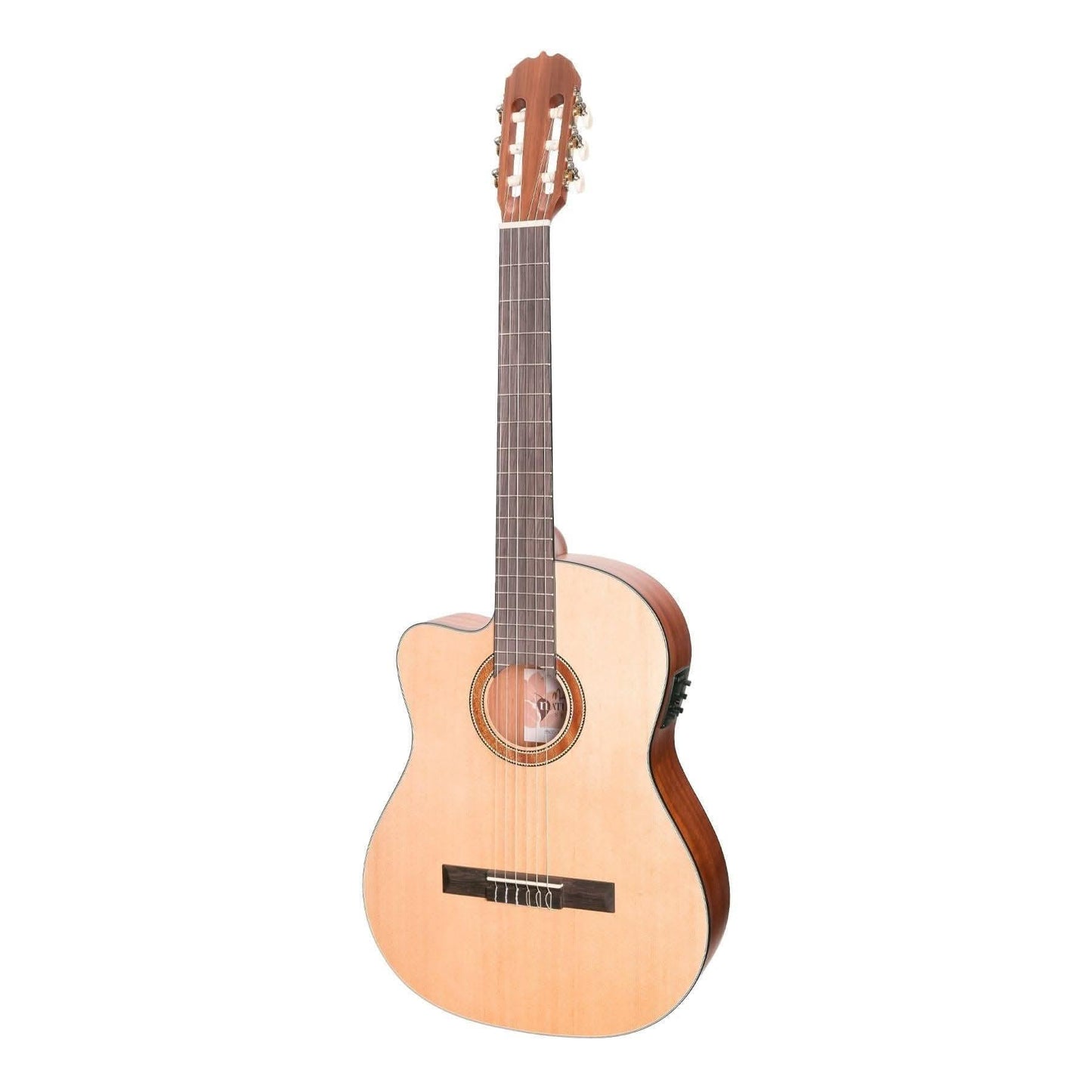 Martinez 'Natural Series' Left Handed Spruce Top Acoustic-Electric Classical Cutaway Guitar (Open Pore) - GIG Guitars