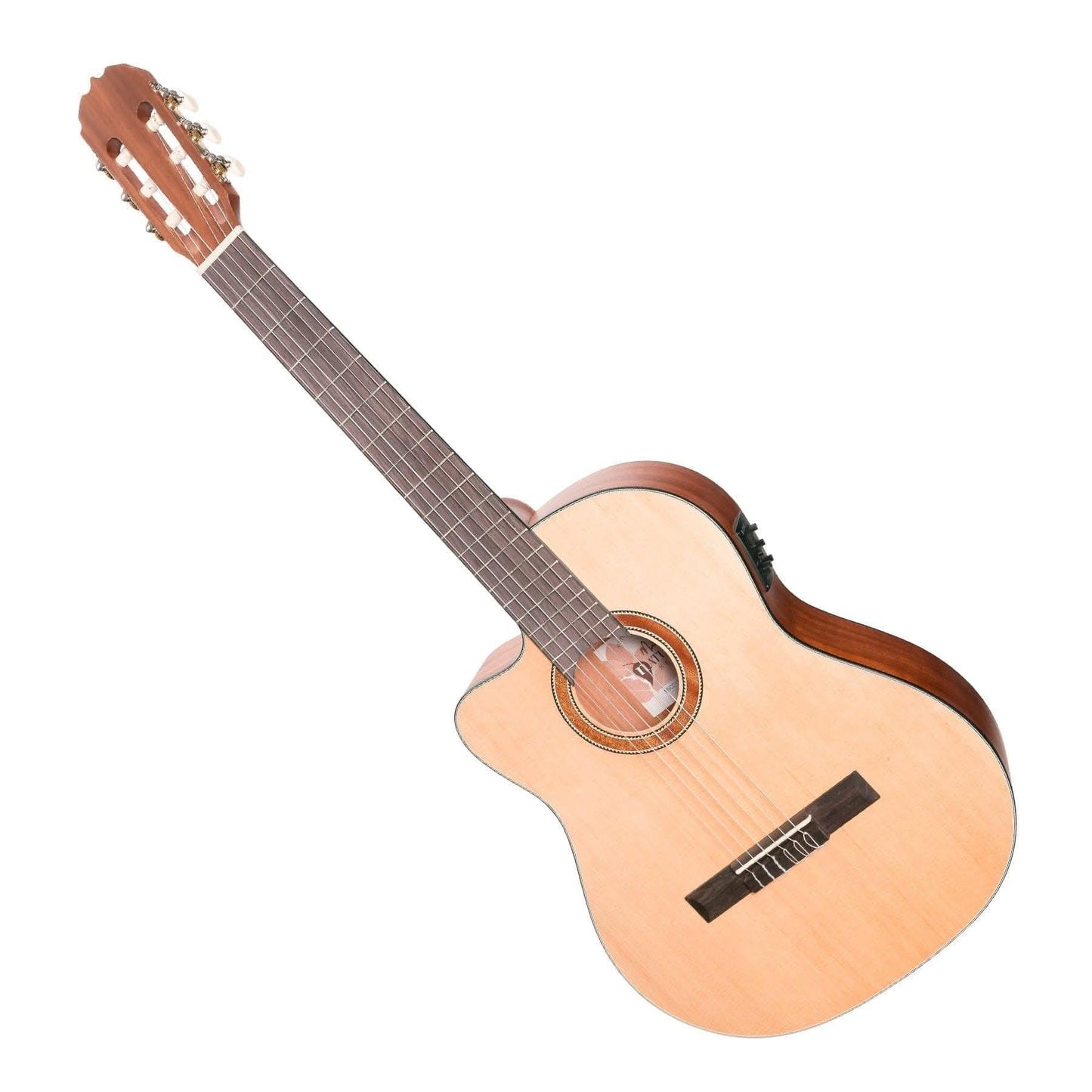 Martinez 'Natural Series' Left Handed Spruce Top Acoustic-Electric Classical Cutaway Guitar (Open Pore) - GIG Guitars