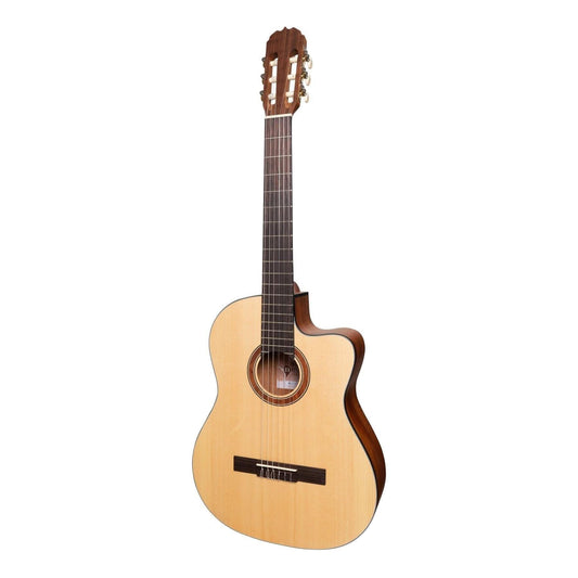 Martinez 'Natural Series' Solid Spruce Top Acoustic-Electric Classical Cutaway Guitar (Open Pore) - GIG Guitars