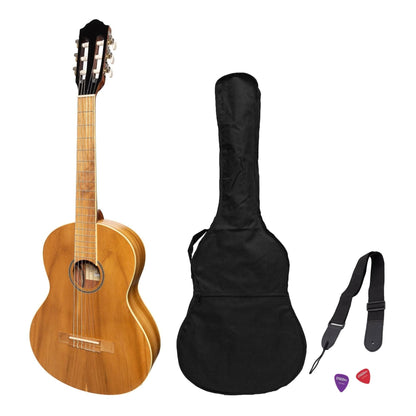 Martinez 'Slim Jim' 3/4 Size Electric Classical Guitar Pack with Pickup/Tuner (Jati-Teakwood) - GIG Guitars