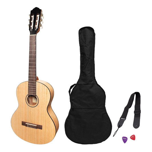 Martinez 'Slim Jim' 3/4 Size Electric Classical Guitar Pack with Pickup/Tuner (Mindi-Wood) - GIG Guitars