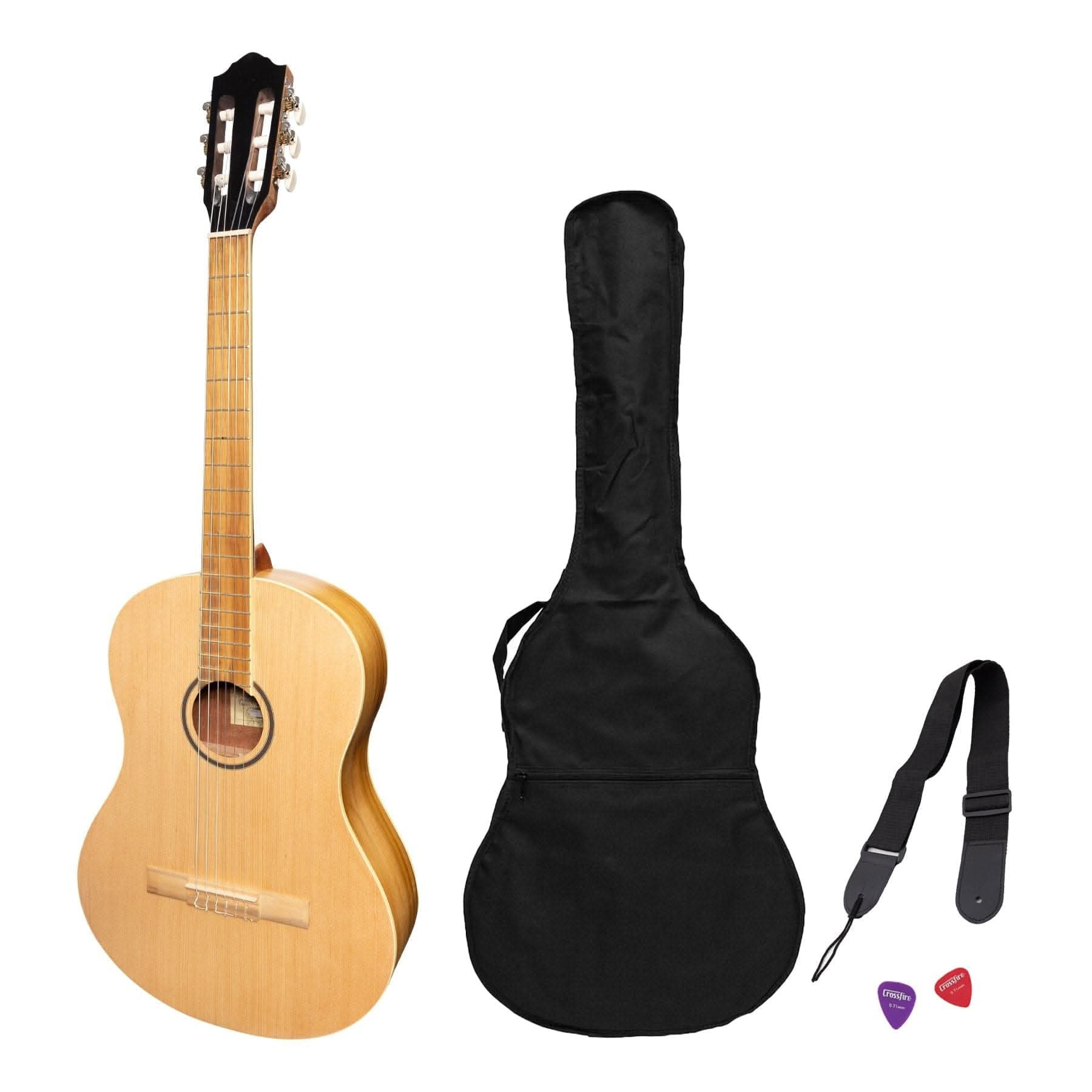 Martinez 'Slim Jim' Full Size Student Classical Guitar Pack with Built In Tuner (Spruce/Jati-Teakwood) - GIG Guitars