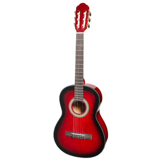 Martinez 'Slim Jim' G-Series 3/4 Size Classical Guitar with Built-in Tuner (Trans Wine Red-Gloss) - GIG Guitars