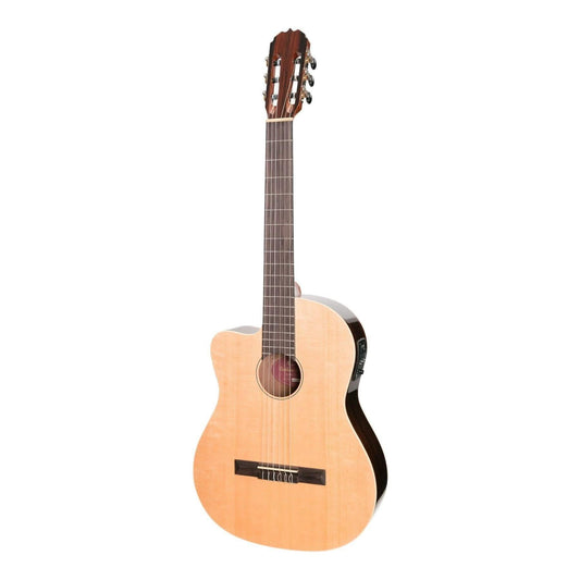 Martinez 'Southern Star Series' Left Handed Spruce Solid Top Acoustic-Electric Classical Cutaway Guitar (Natural Gloss) - GIG Guitars