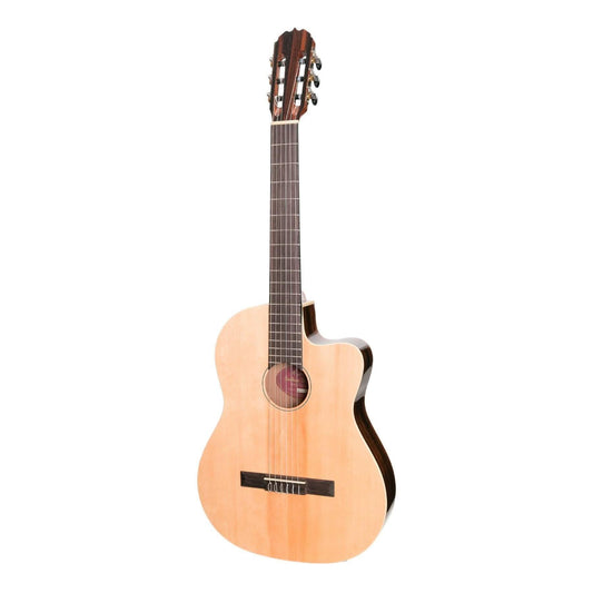 Martinez 'Southern Star Series' Spruce Solid Top Acoustic-Electric Thinline Classical Cutaway Guitar (Natural Gloss) - GIG Guitars