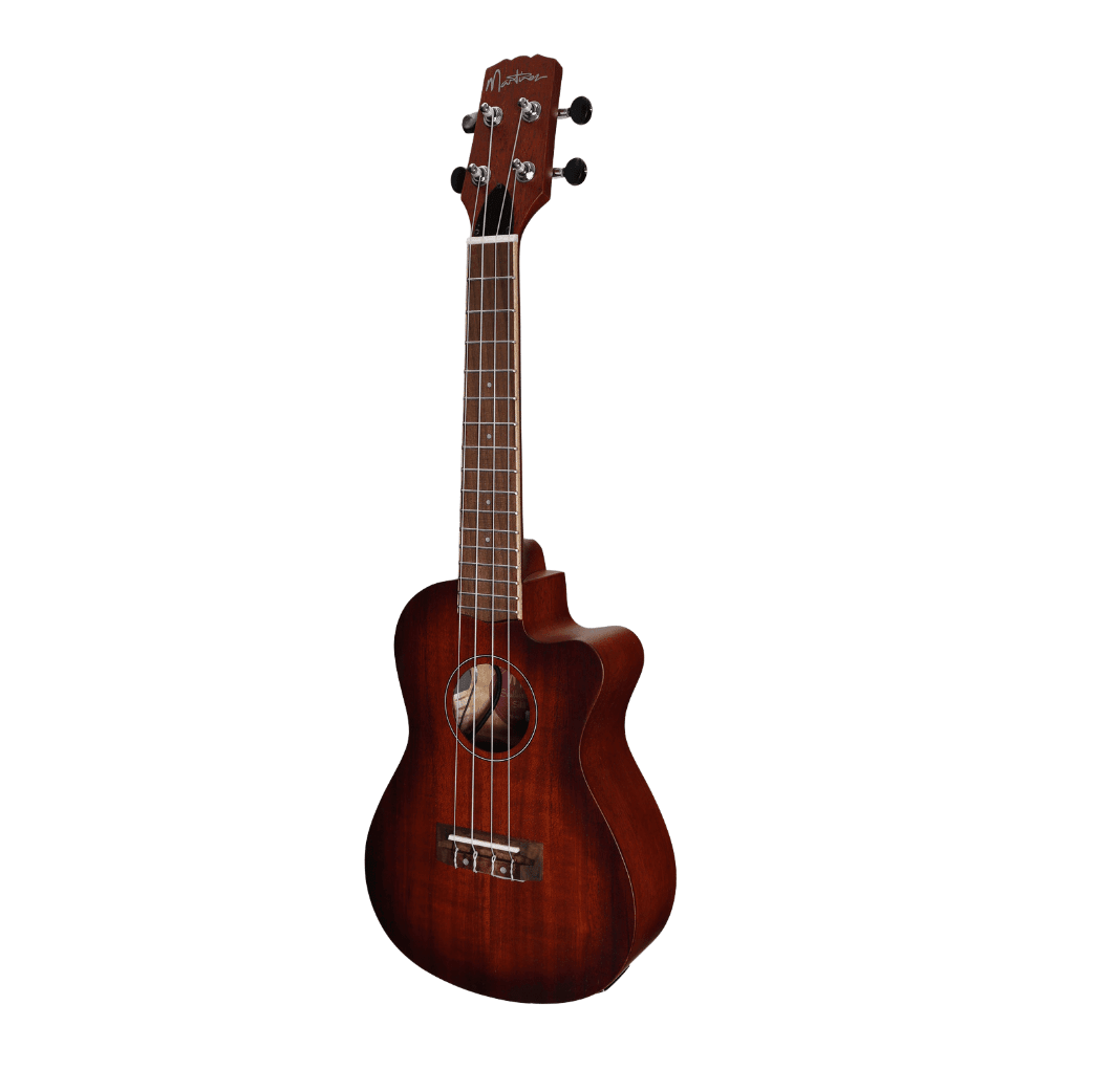 Martinez 'Southern Belle 6 Series' Mahogany Solid Top Electric Cutaway Concert Ukulele with Hard Case (Sunburst) - GIG Guitars