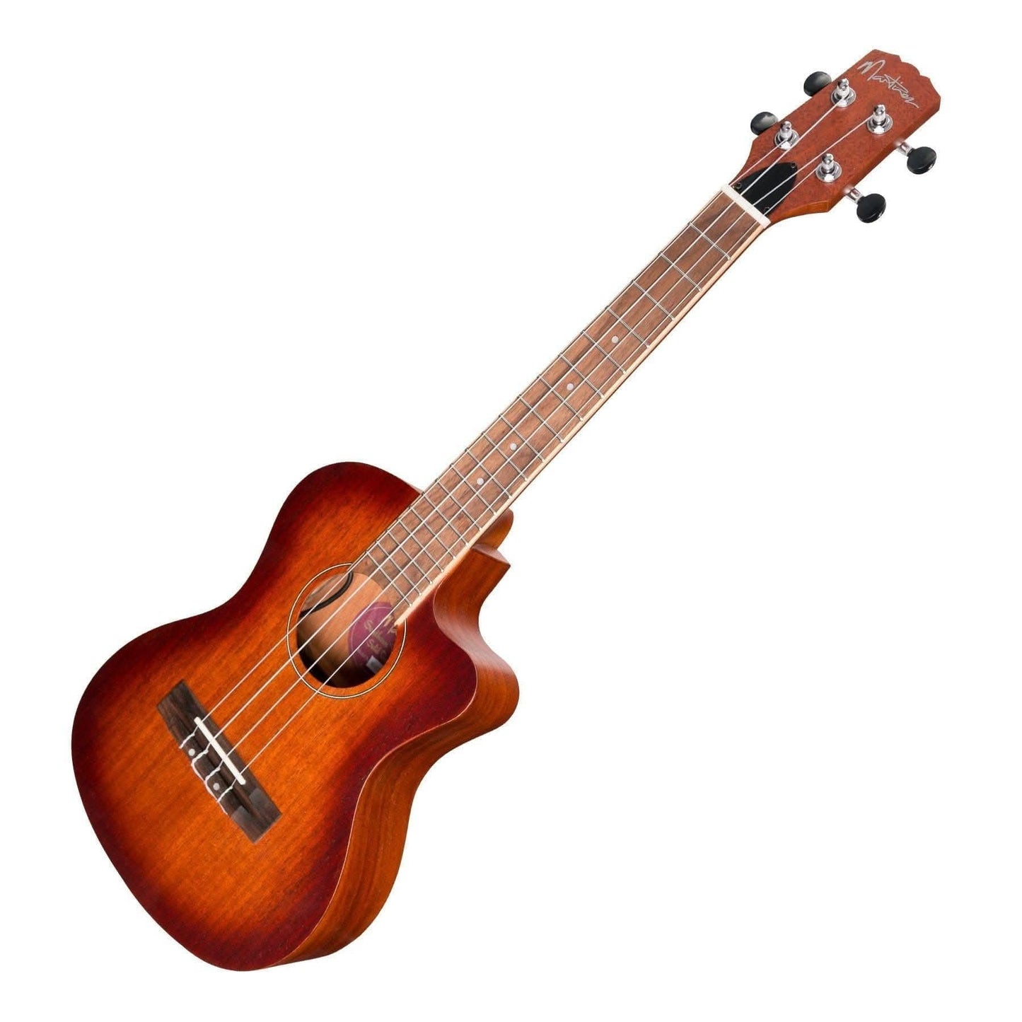 Martinez 'Southern Belle 6 Series' Mahogany Solid Top Electric Cutaway Tenor Ukulele with Hard Case (Sunburst) - GIG Guitars