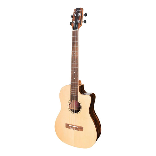 Martinez 'Southern Belle 7 Series' Spruce Solid Top Electric Cutaway Baritone Ukulele with Hard Case (Natural Gloss) - GIG Guitars