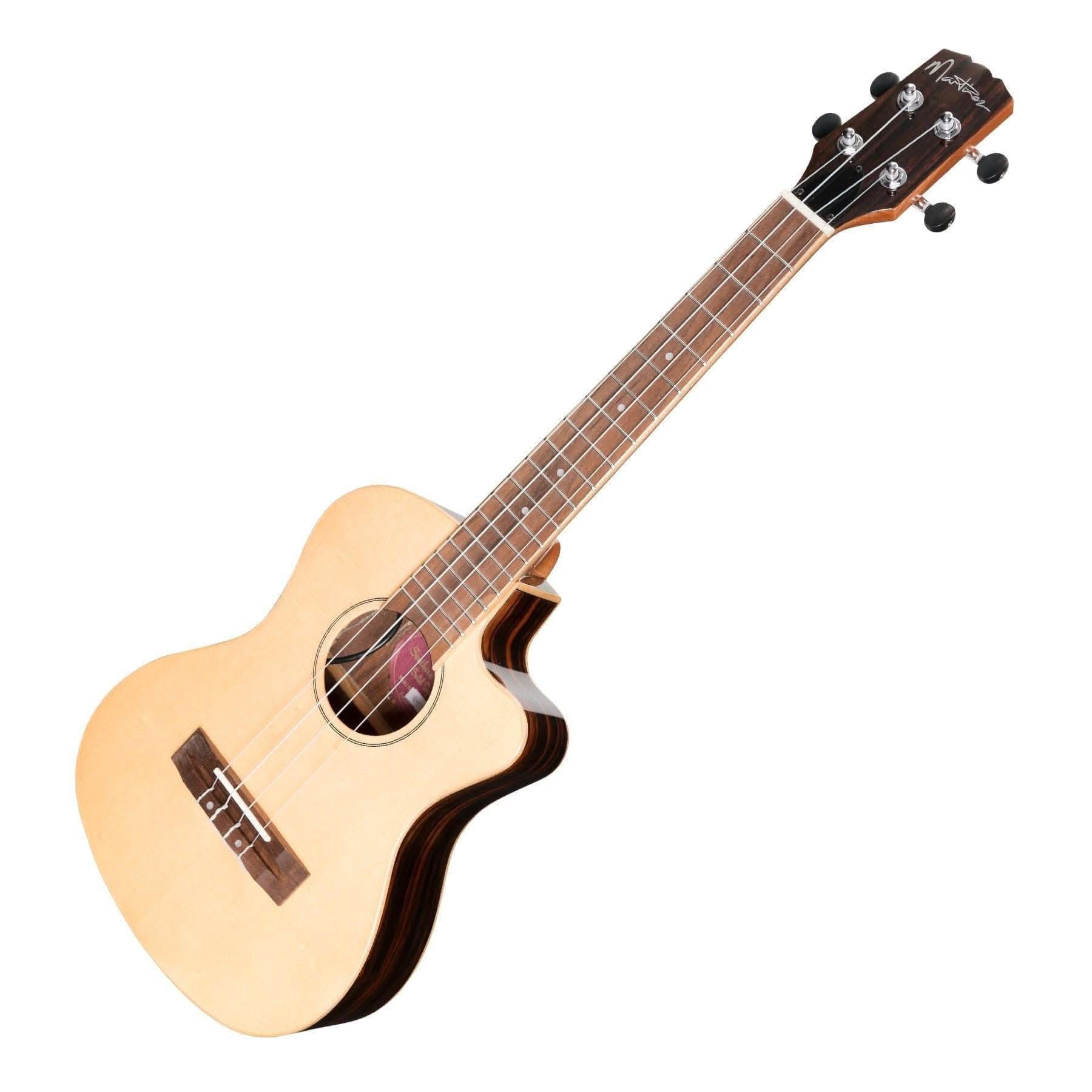 Martinez 'Southern Belle 7 Series' Spruce Solid Top Electric Cutaway Tenor Ukulele with Hard Case (Natural Gloss) - GIG Guitars