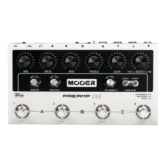 Mooer 'Preamp Live' 4-Channel Preamp & Cabinet Simulation Guitar Effects Processor - GIG Guitars