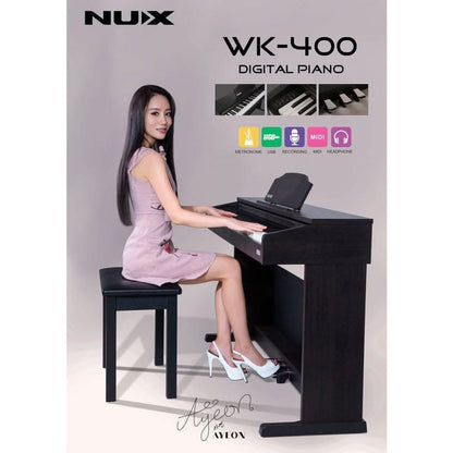 NU-X WK400 Upright 88-Key Digital Piano with Slide-Top in Black Finish - GIG Guitars