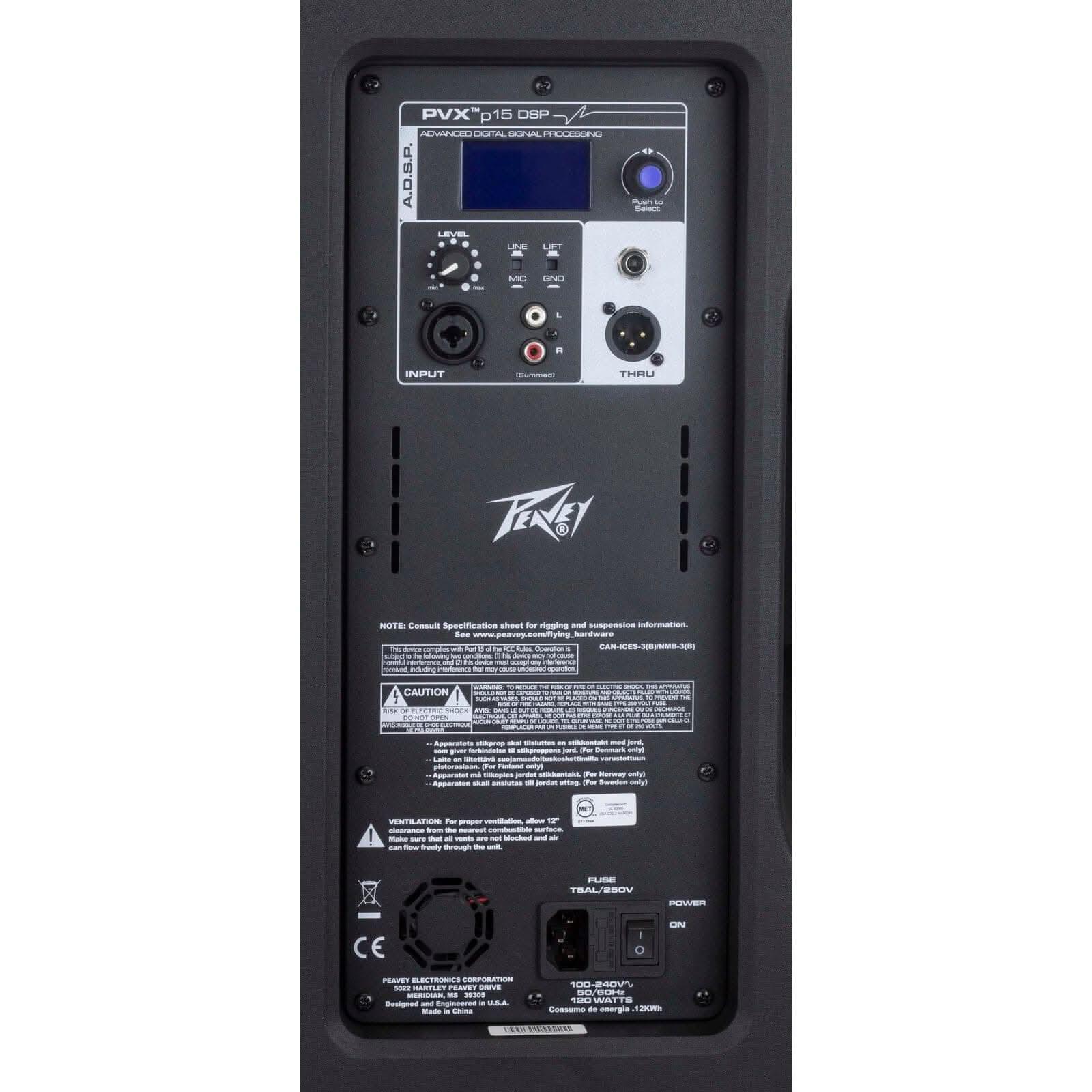 Peavey PVX Series "PVXp-15DSP" Powered 830W, Bi-Amped, 15" Loudspeaker with DSP - GIG Guitars