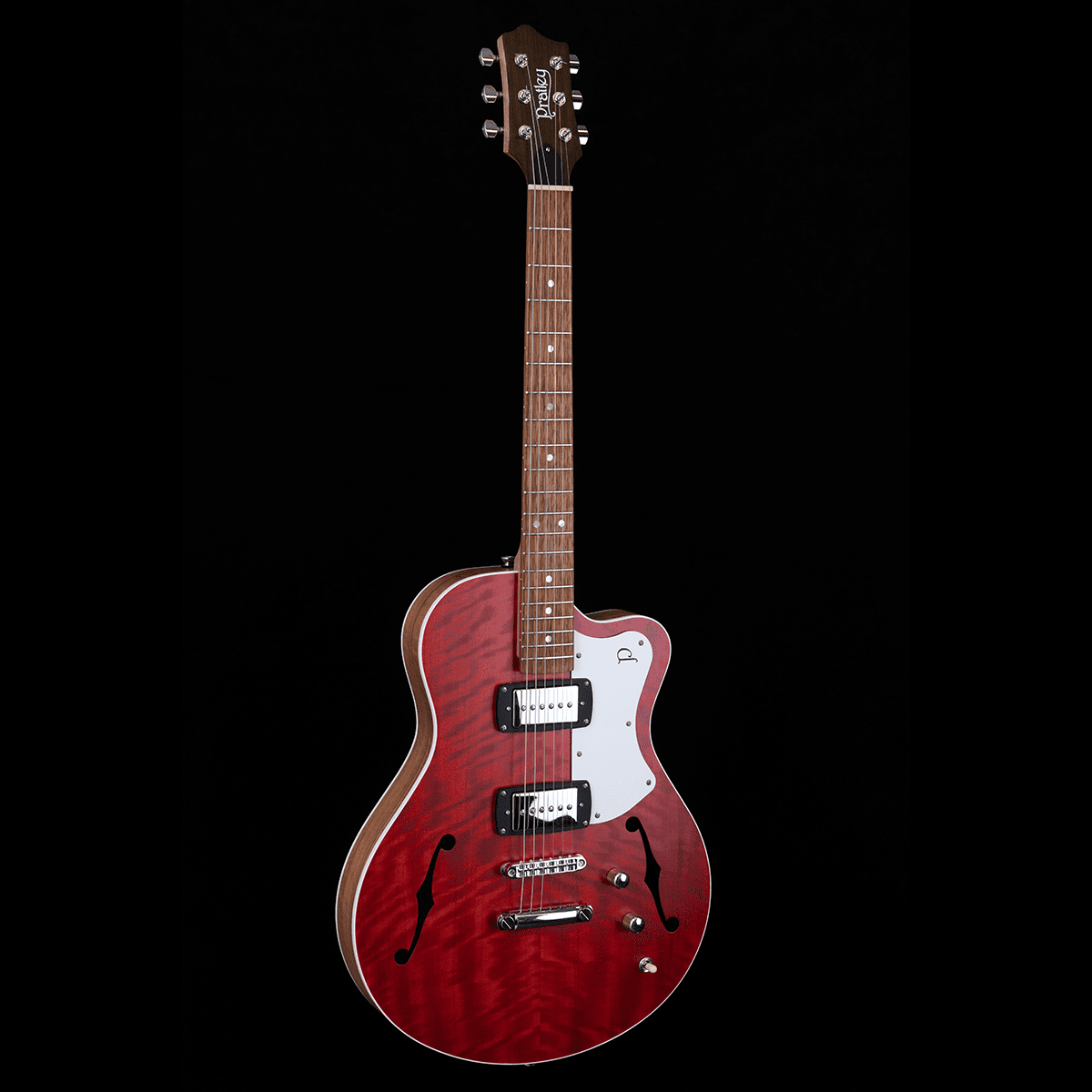 Pratley Electric Semi-Hollow Cherry Red Single Cut SD Phat Cat P90 Set - GIG Guitars