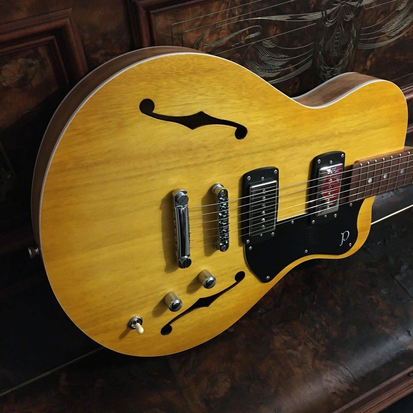 Pratley SH90 Semi-Hollow Vintage Yellow Phat Cat P90 Set Pratley Guitars Semi-Hollow Guitars