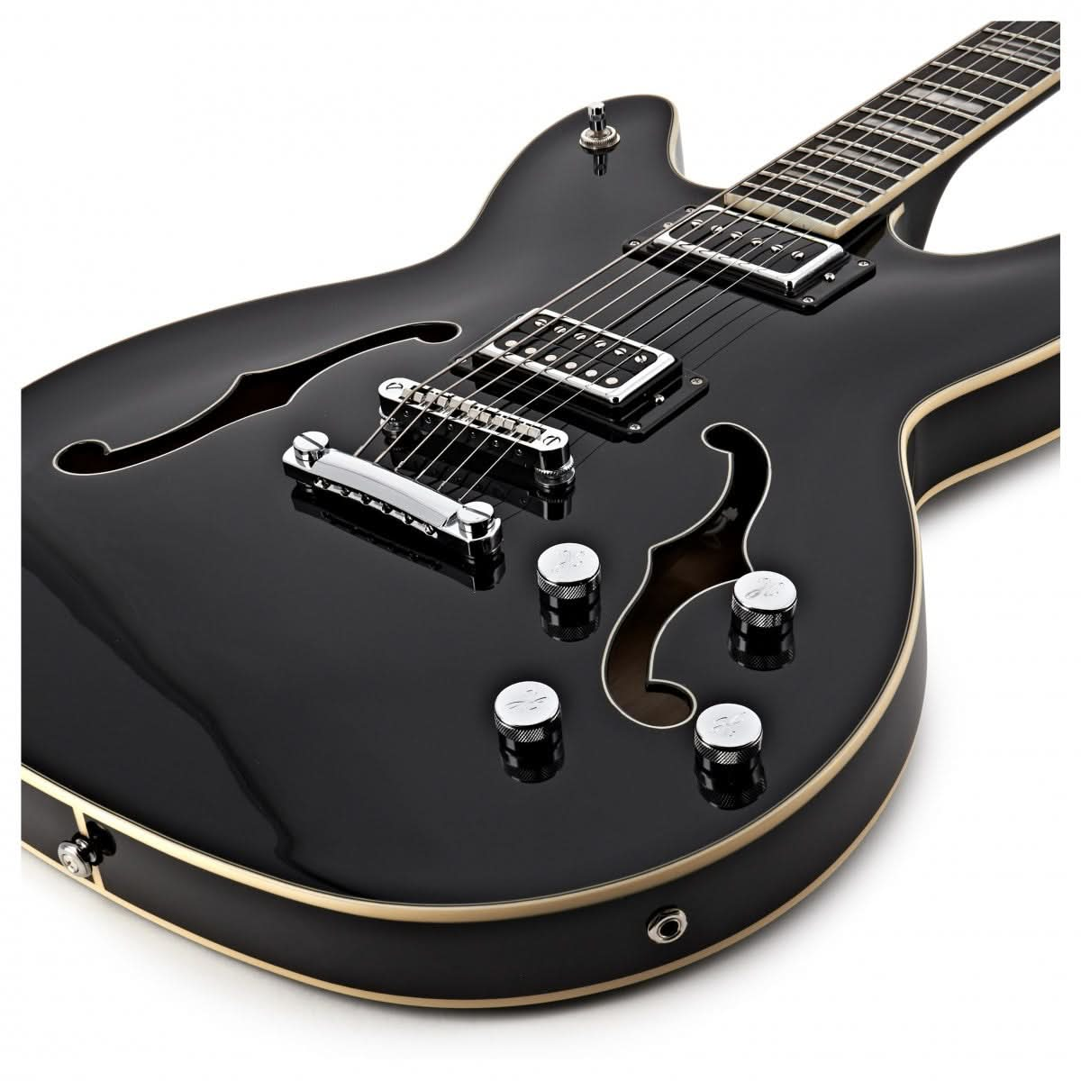 Hagstrom Viking Deluxe Baritone Semi-Hollow Guitar in Black Gloss - GIG Guitars