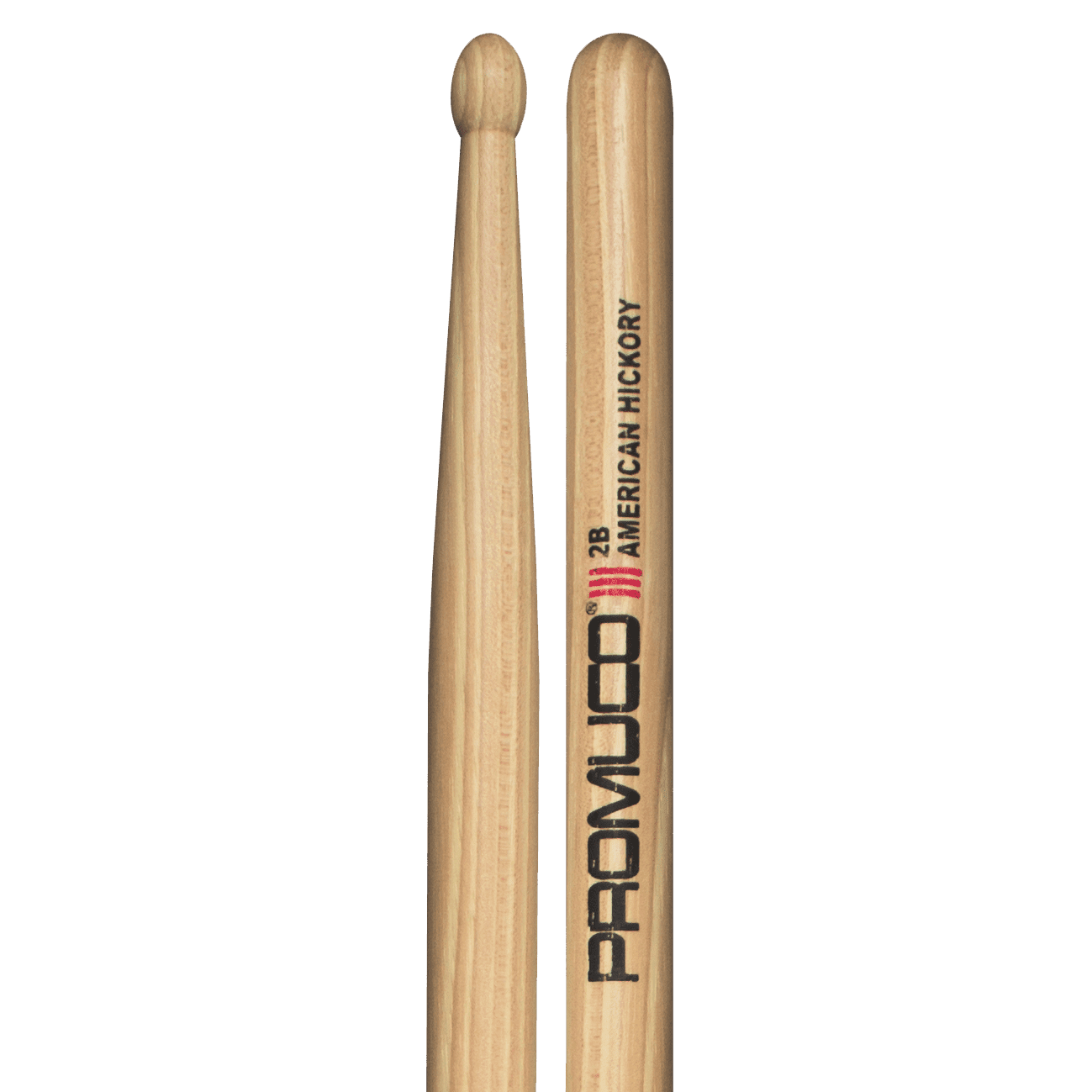 Promuco 18012B American Hickory 2B Wood Tip Promuco Drum Sticks