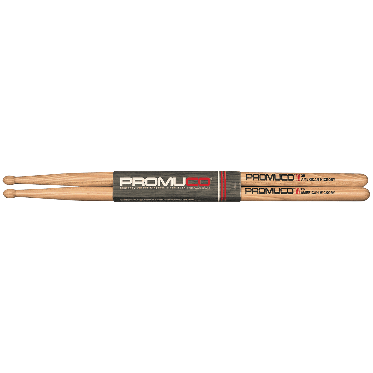 Promuco 18012B American Hickory 2B Wood Tip Promuco Drum Sticks