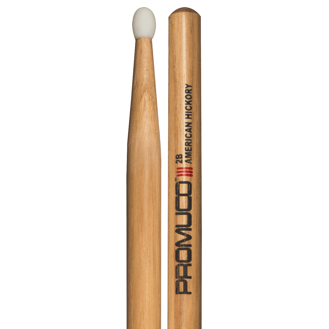 Promuco 1801N2B American Hickory 2B Nylon Tip Promuco Drum Sticks