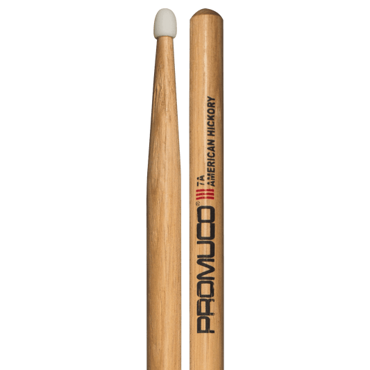 Promuco 1801N7A American Hickory 7A Nylon Tip Promuco Drum Sticks