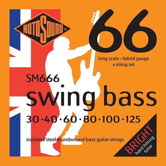 Rotosound RSM666 Swing Bass 66 Hybrid 30 - 125 Stainless Steel Long Scale 6-String Set Rotosound 