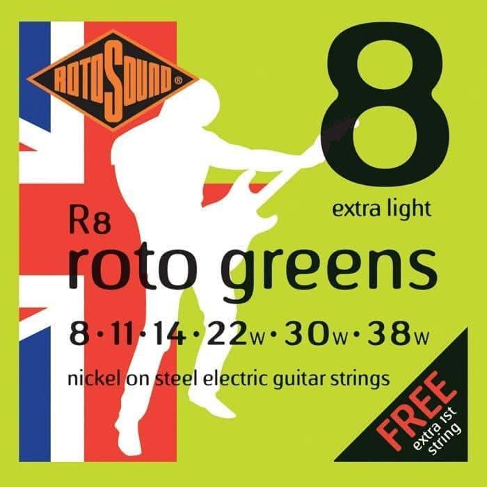 Rotosound R8 Roto Greens Electric String set 8-38 - GIG Guitars