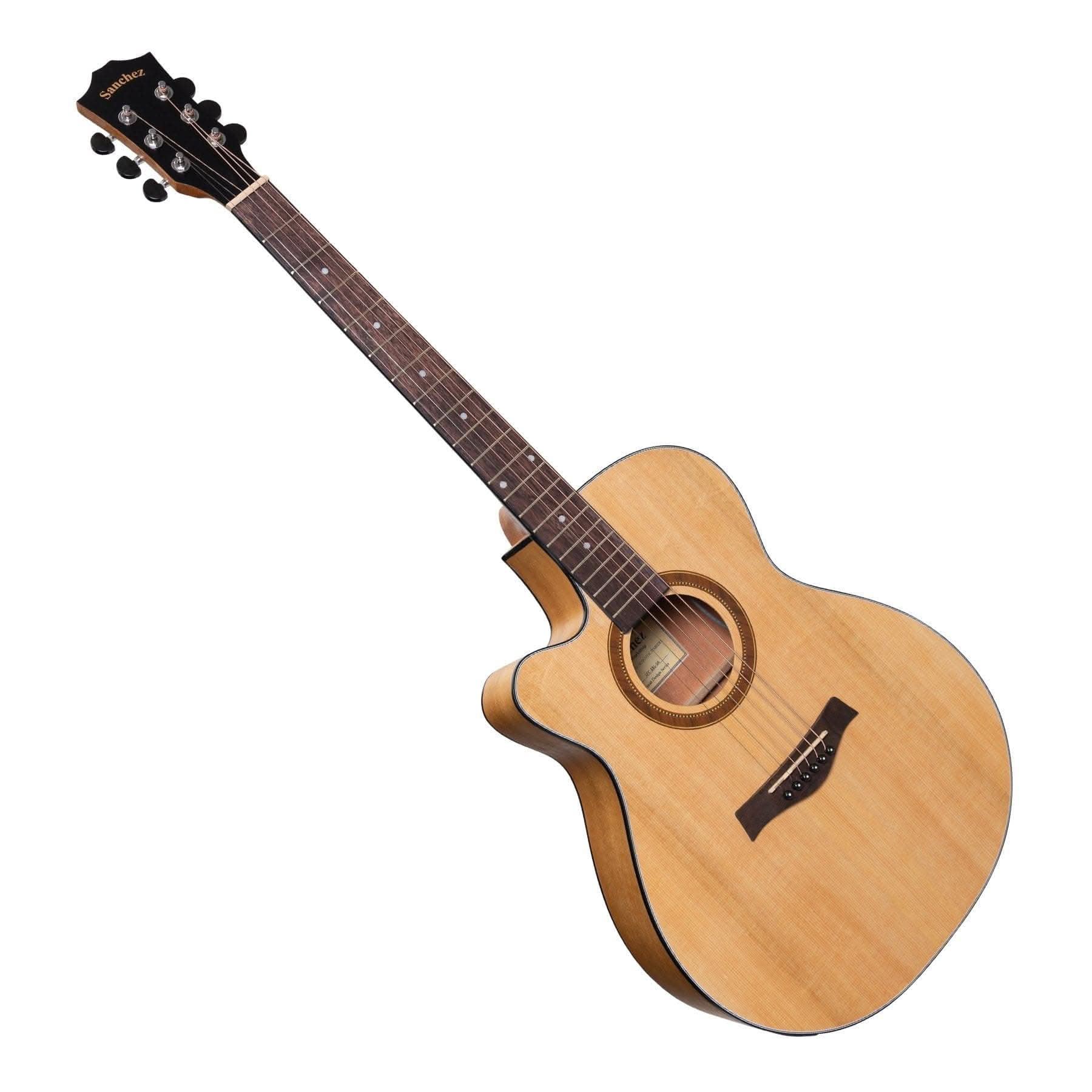 Sanchez Left Handed Acoustic-Electric Small Body Cutaway Guitar (Spruce/Acacia) - GIG Guitars