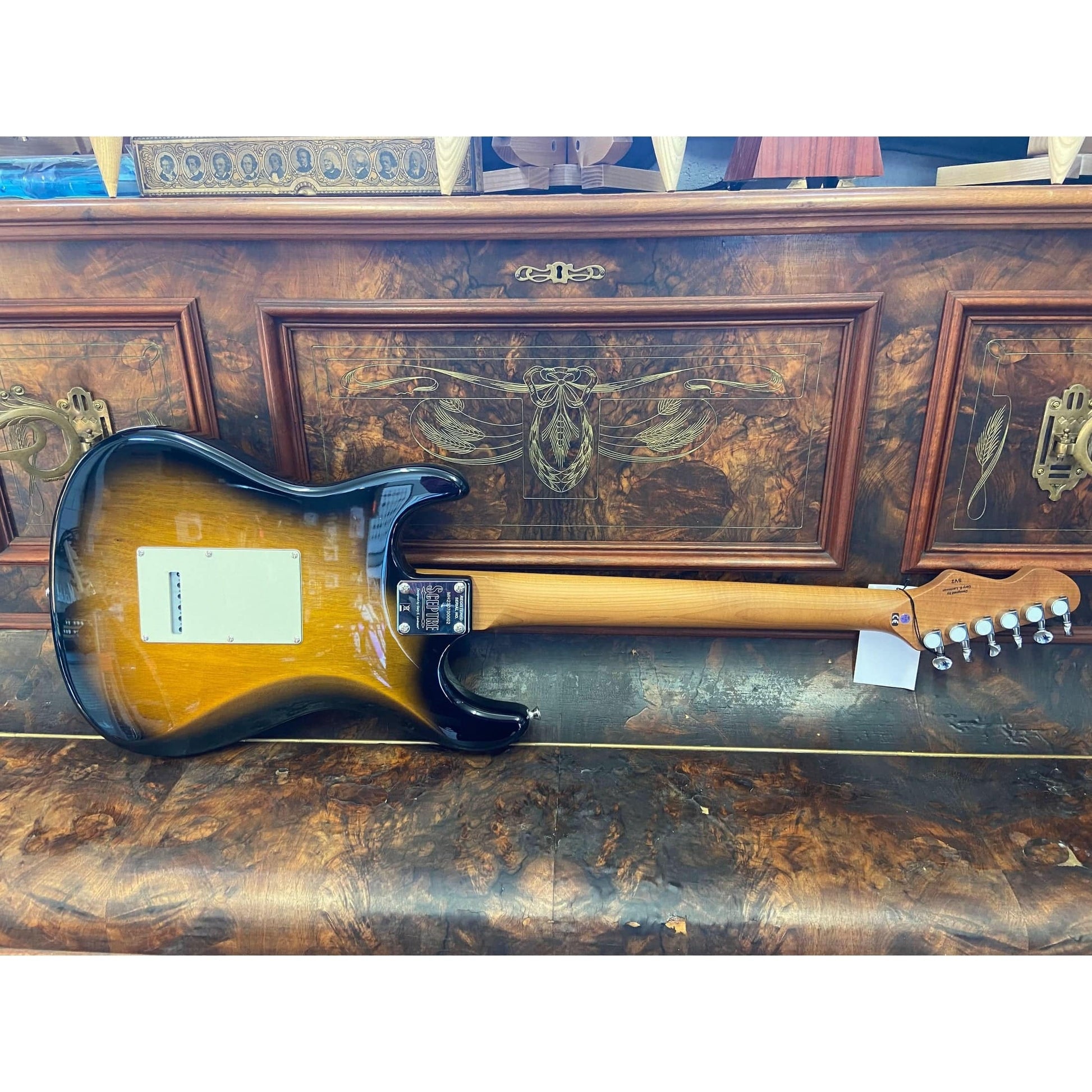 Sceptre Ventana Deluxe Double Cutaway HSS See Thru 2 Tone Sunburst Sceptre Electric Guitars