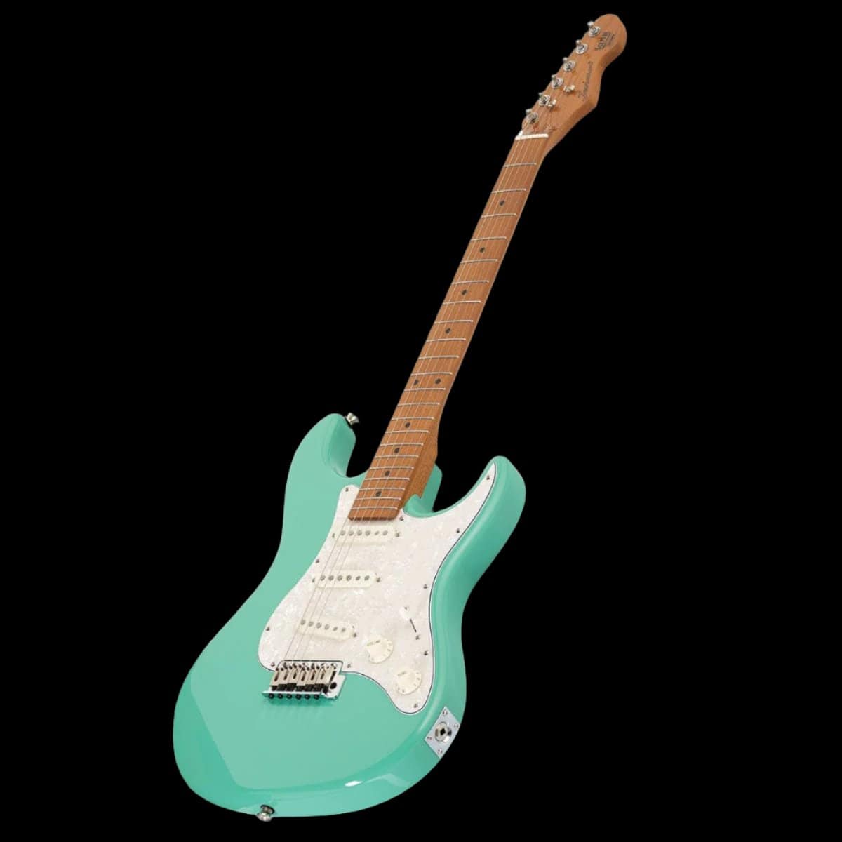 Sceptre Ventana Std Double Cutaway Sea Foam Green SSS w Maple Board + Bonus Hardcase - GIG Guitars