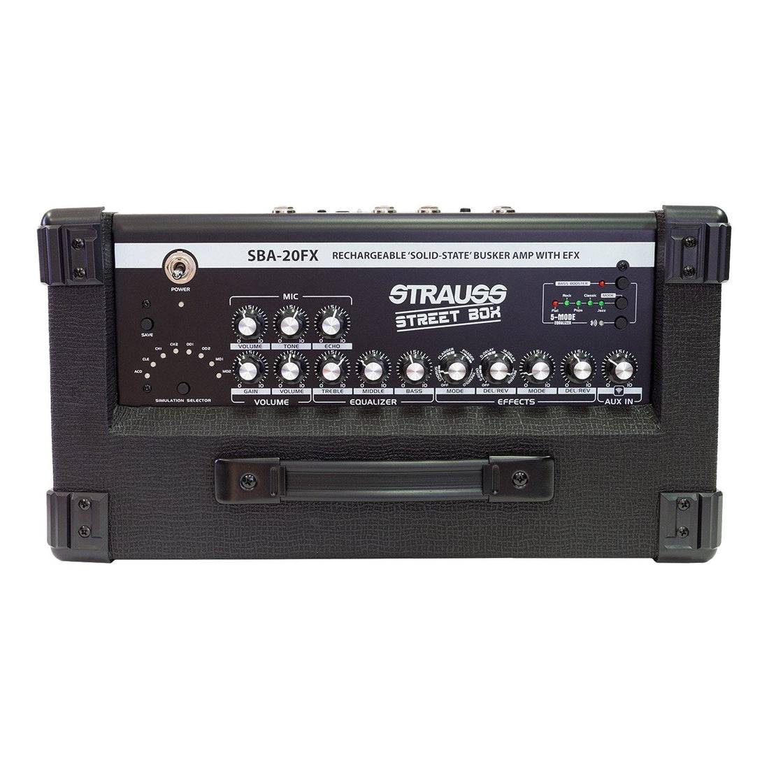 Strauss 'Streetbox' 20 Watt Solid State Rechargeable DC Amplifier Black