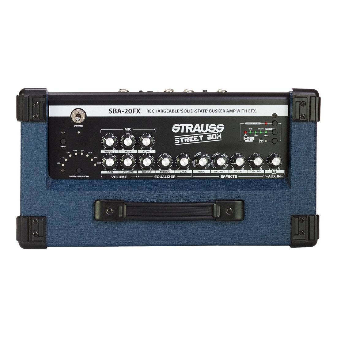 Strauss 'Streetbox' 20 Watt Solid State Rechargeable DC Amplifier Blue