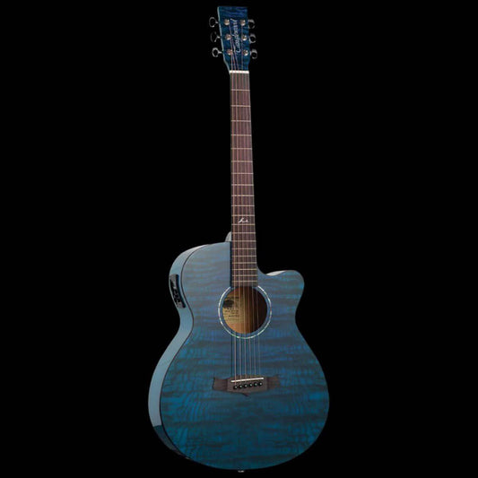 Tanglewood TA4-CEBL Azure SuperFolk C/E Quilted Ash Serenity Blue Gloss - GIG Guitars