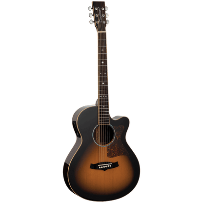 Tanglewood TW45RVSE Sundance Reserve All Solid Superfolk C/E Vintage Burst Cedar Top with Case - GIG Guitars