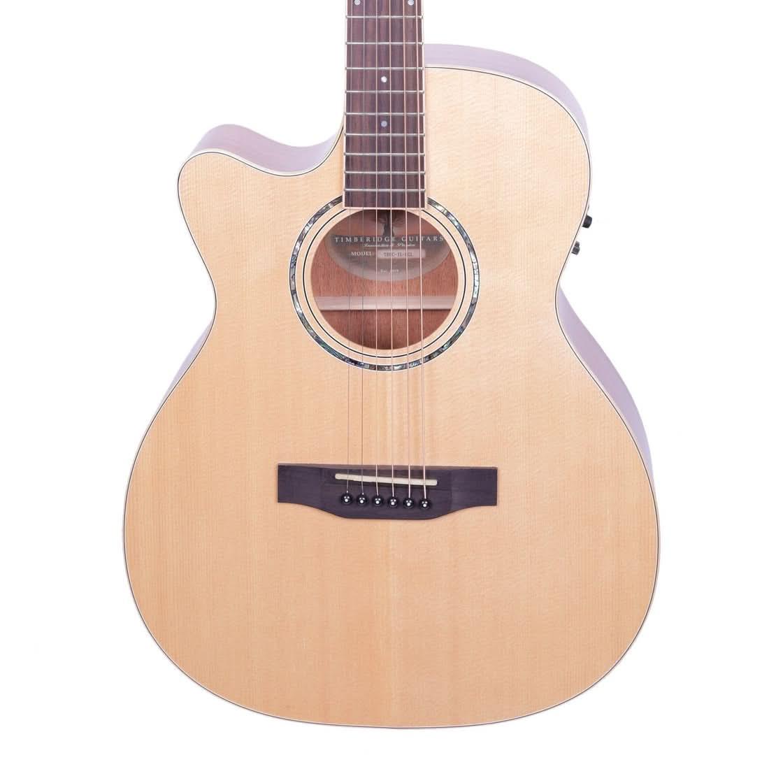 Timberidge '1 Series' Left Handed Spruce Solid Top Acoustic-Electric Small Body Cutaway Guitar Natural Gloss