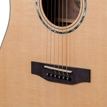 Timberidge '3 Series' Left Handed Spruce Solid Top Acoustic-Electric Small Body Cutaway Guitar Natural Gloss