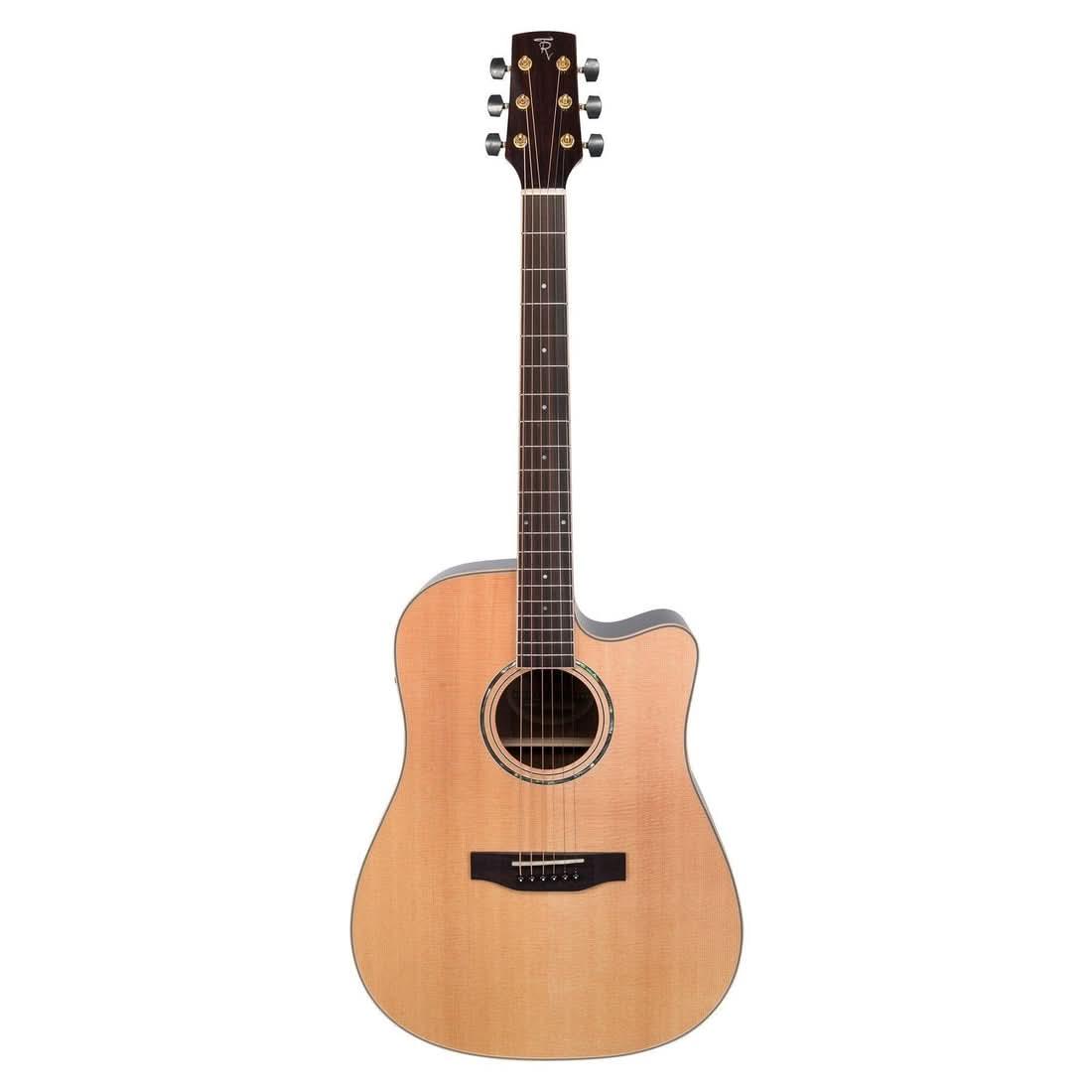 Timberidge '3 Series' Spruce Solid Top Acoustic-Electric Dreadnought Cutaway Guitar Natural Gloss