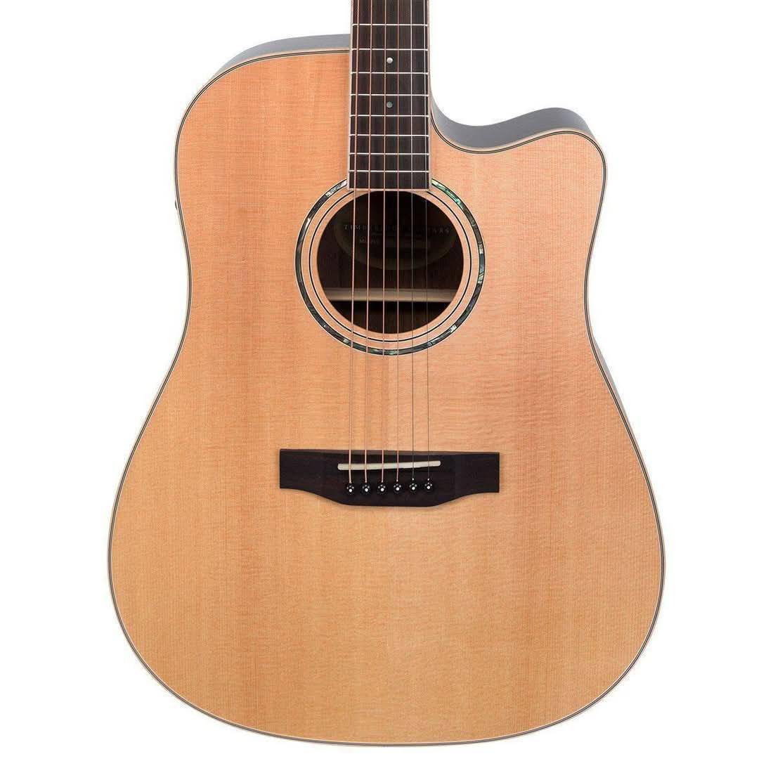 Timberidge '3 Series' Spruce Solid Top Acoustic-Electric Dreadnought Cutaway Guitar Natural Gloss