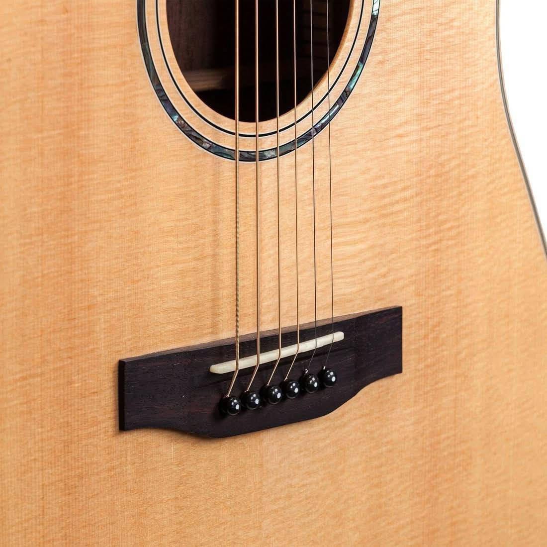 Timberidge '3 Series' Spruce Solid Top Acoustic-Electric Dreadnought Cutaway Guitar Natural Gloss