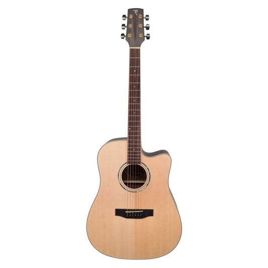 Timberidge '3 Series' Spruce Solid Top Acoustic-Electric Dreadnought Cutaway Guitar Natural Satin