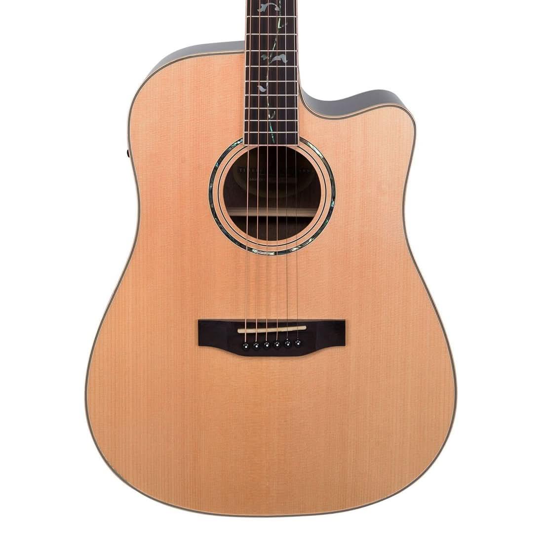 Timberidge '3 Series' Spruce Solid Top Acoustic-Electric Dreadnought Cutaway Guitar with 'Tree of Life' Inlay Natural Gloss