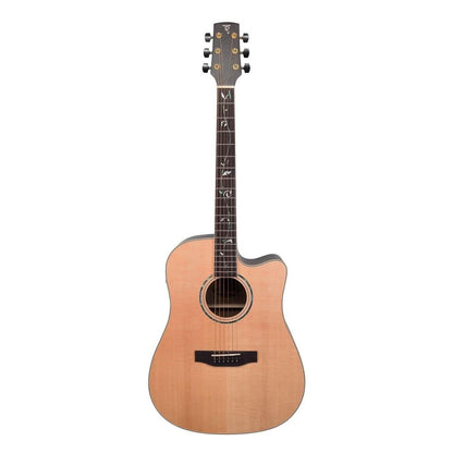 Timberidge '3-Series' Spruce Solid Top Acoustic-Electric Dreadnought Cutaway Guitar with 'Tree of Life' Inlay Natural Satin