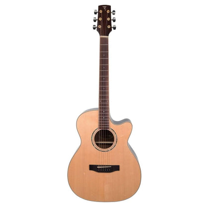 Timberidge '3 Series' Spruce Solid Top Acoustic-Electric Small Body Cutaway Guitar Natural Gloss