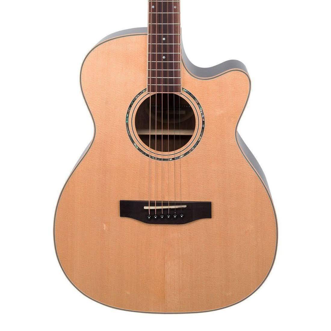 Timberidge '3 Series' Spruce Solid Top Acoustic-Electric Small Body Cutaway Guitar Natural Gloss