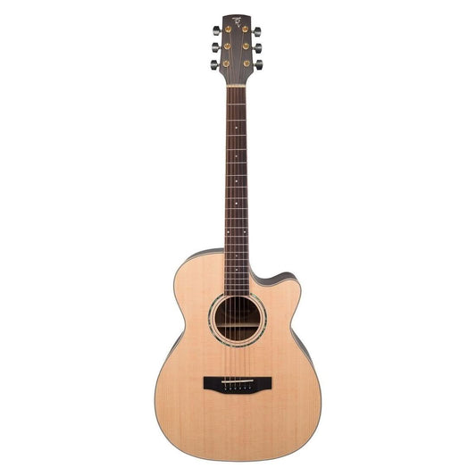 Timberidge '3 Series' Spruce Solid Top Acoustic-Electric Small Body Cutaway Guitar Natural Satin