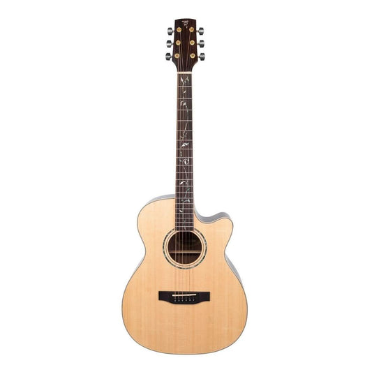 Timberidge '3 Series' Spruce Solid Top Acoustic-Electric Small Body Cutaway Guitar with 'Tree of Life' Inlay Natural Gloss