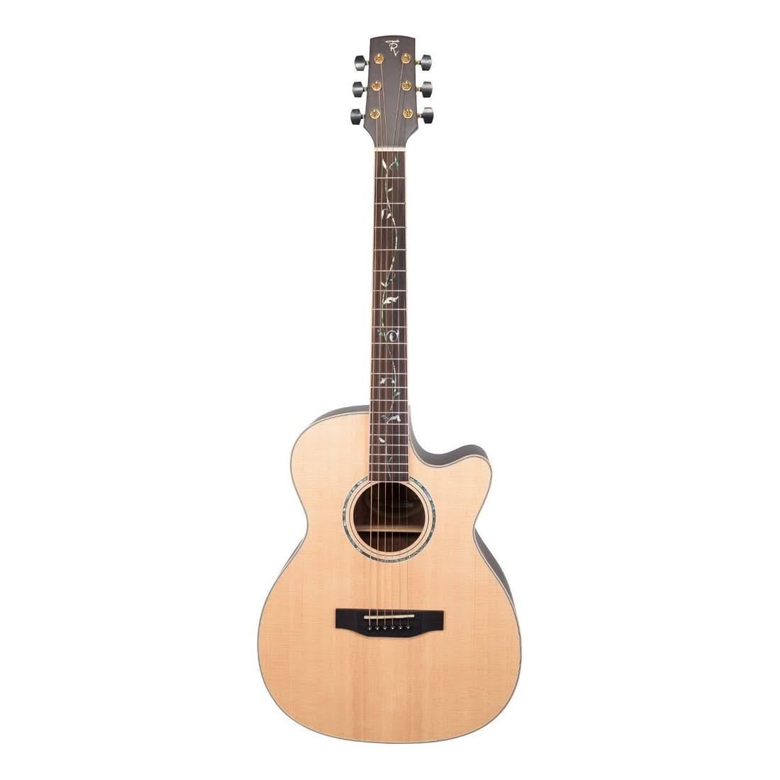 Timberidge '3 Series' Spruce Solid Top Acoustic-Electric Small Body Cutaway Guitar with 'Tree of Life' Inlay Natural Satin