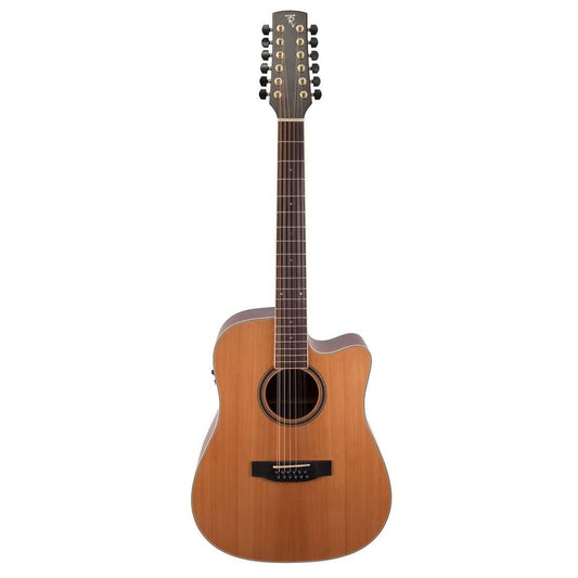 Timberidge '4 Series' 12-String Cedar Solid Top Acoustic-Electric Dreadnought Cutaway Guitar Natural Satin